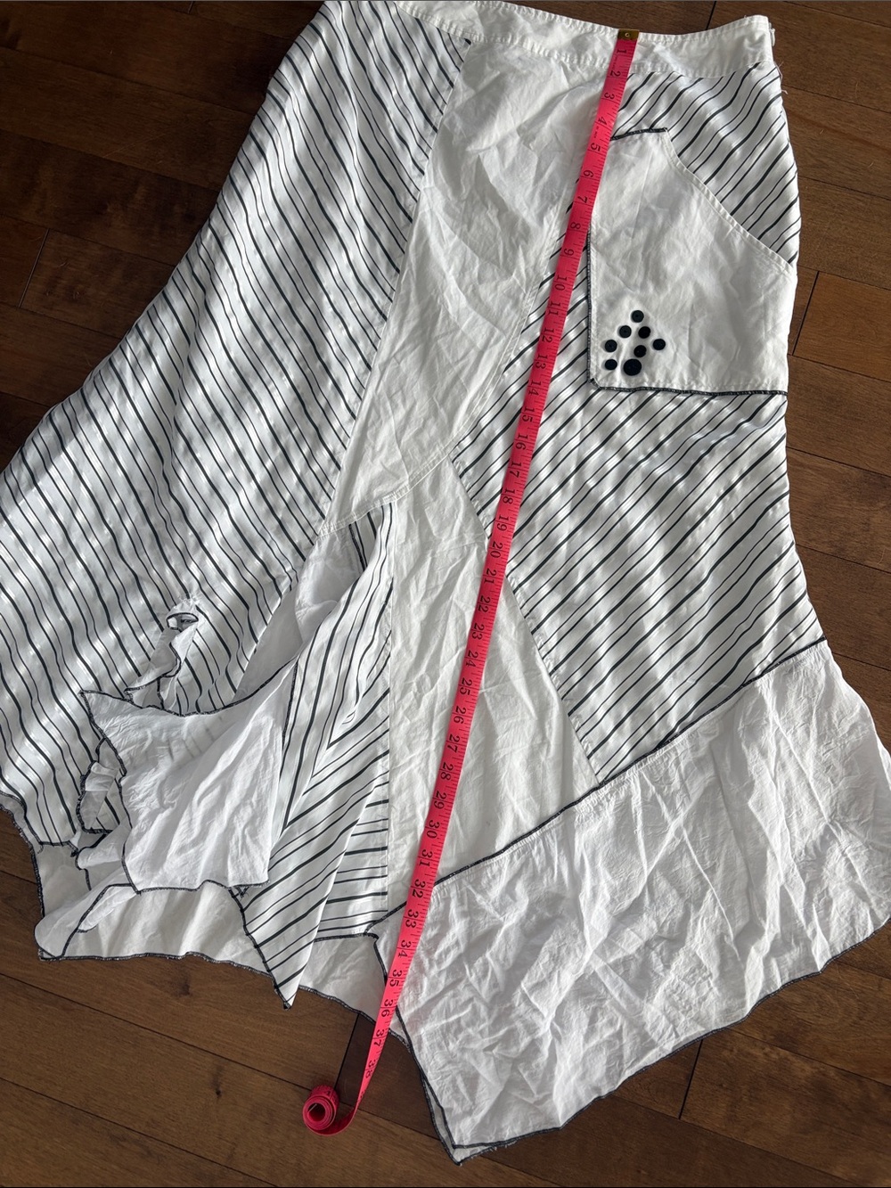 Asymmetrical White & Black Striped Women’s Skirt - Picture 7 of 10